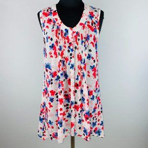 Fylo Sleeveless Pleated Button Down Floral Top M